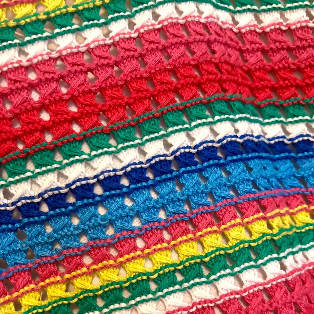 Gap Women’s Rainbow Stripe Crochet Lined Spring Summer Festival Sun Dress XS - Picture 3 of 4